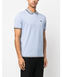 Мужская голубая футболка-поло с вышивкой от Emporio Armani