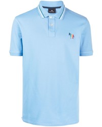 Мужская голубая футболка-поло с вышивкой от PS Paul Smith