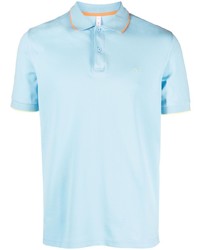 Мужская голубая футболка-поло с вышивкой от Sun 68