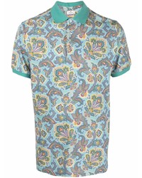 Мужская голубая футболка-поло с "огурцами" от Etro