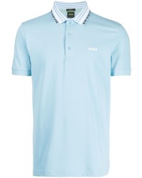 Мужская голубая футболка-поло с принтом от BOSS