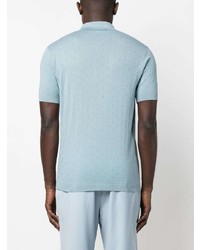 Мужская голубая футболка-поло с принтом от Versace
