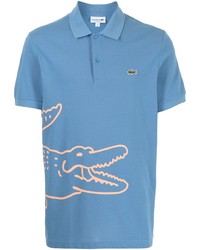 Мужская голубая футболка-поло с принтом от Lacoste
