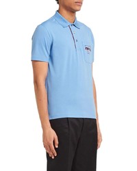 Мужская голубая футболка-поло с принтом от Prada