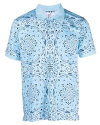 Мужская голубая футболка-поло с принтом от Moschino