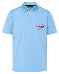 Мужская голубая футболка-поло с принтом от Prada