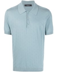 Мужская голубая футболка-поло с принтом от Versace