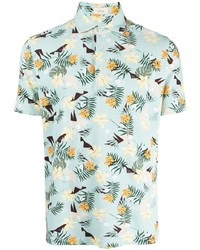 Мужская голубая футболка-поло с цветочным принтом от Altea