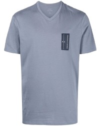 Мужская голубая футболка с v-образным вырезом от Armani Exchange