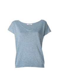 Женская голубая футболка с v-образным вырезом от La Fileria For D'aniello