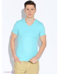 Мужская голубая футболка с v-образным вырезом от Oodji