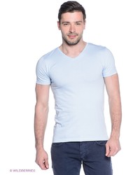 Мужская голубая футболка с v-образным вырезом от Oodji