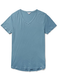Мужская голубая футболка с v-образным вырезом от Orlebar Brown