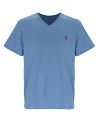 Мужская голубая футболка с v-образным вырезом от Polo Ralph Lauren