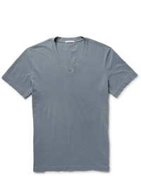 Мужская голубая футболка с v-образным вырезом