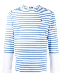 Мужская голубая футболка с длинным рукавом в горизонтальную полоску от Comme Des Garcons Play
