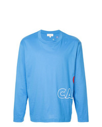 Мужская голубая футболка с длинным рукавом с принтом от CK Calvin Klein