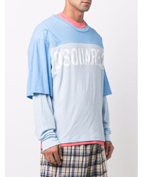 Мужская голубая футболка с длинным рукавом с принтом от DSQUARED2