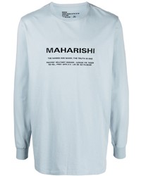 Мужская голубая футболка с длинным рукавом с принтом от Maharishi
