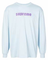 Мужская голубая футболка с длинным рукавом с принтом от Supreme