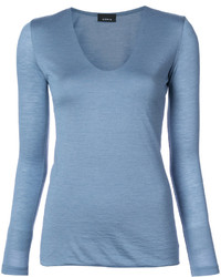 Женская голубая футболка с длинным рукавом от Akris