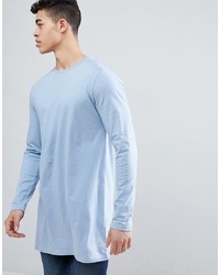 Мужская голубая футболка с длинным рукавом от ASOS DESIGN