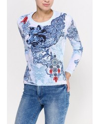 Женская голубая футболка с длинным рукавом от Runika