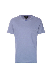 Мужская голубая футболка с круглым вырезом в горизонтальную полоску от A.P.C.