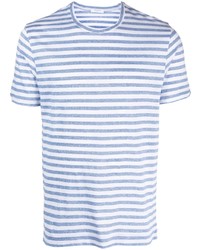 Мужская голубая футболка с круглым вырезом в горизонтальную полоску от Boglioli