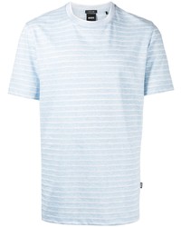 Мужская голубая футболка с круглым вырезом в горизонтальную полоску от BOSS