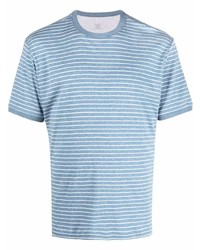Мужская голубая футболка с круглым вырезом в горизонтальную полоску от Eleventy