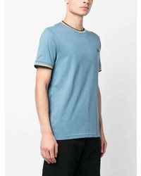 Мужская голубая футболка с круглым вырезом в горизонтальную полоску от Fred Perry