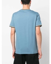 Мужская голубая футболка с круглым вырезом в горизонтальную полоску от Fred Perry