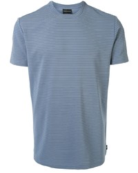 Мужская голубая футболка с круглым вырезом в горизонтальную полоску от Emporio Armani