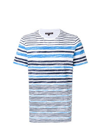 Мужская голубая футболка с круглым вырезом в горизонтальную полоску от Michael Kors Collection