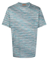 Мужская голубая футболка с круглым вырезом в горизонтальную полоску от Missoni