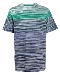 Мужская голубая футболка с круглым вырезом в горизонтальную полоску от Missoni