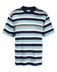 Мужская голубая футболка с круглым вырезом в горизонтальную полоску от Paul Smith