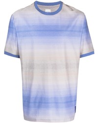 Мужская голубая футболка с круглым вырезом в горизонтальную полоску от Paul Smith