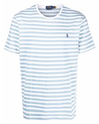 Мужская голубая футболка с круглым вырезом в горизонтальную полоску от Polo Ralph Lauren