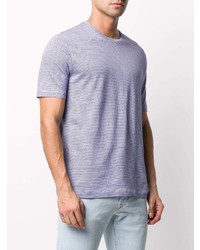 Мужская голубая футболка с круглым вырезом в горизонтальную полоску от Zanone