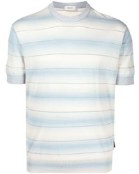 Мужская голубая футболка с круглым вырезом в горизонтальную полоску от Z Zegna