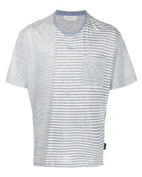 Мужская голубая футболка с круглым вырезом в горизонтальную полоску от Zegna