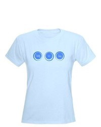 Голубая футболка с круглым вырезом в горошек