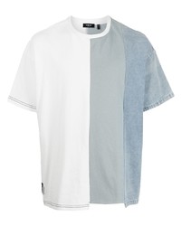 Мужская голубая футболка с круглым вырезом в стиле пэчворк от FIVE CM