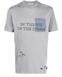 Мужская голубая футболка с круглым вырезом с вышивкой от Acne Studios