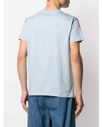 Мужская голубая футболка с круглым вырезом с вышивкой от Loewe
