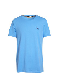 Мужская голубая футболка с круглым вырезом с вышивкой от Burberry