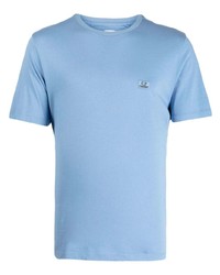 Мужская голубая футболка с круглым вырезом с вышивкой от C.P. Company