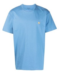 Мужская голубая футболка с круглым вырезом с вышивкой от Carhartt WIP